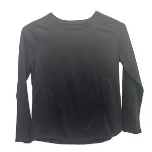 Wonder Nation Long Sleeve Tee Girls L 10-12 Plus Black Excellent Basic Crew Neck